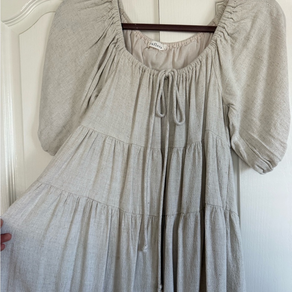 Elegant Long Sleeve Beige Dress